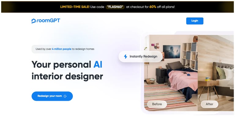 RoomGPT website homepage screenshot