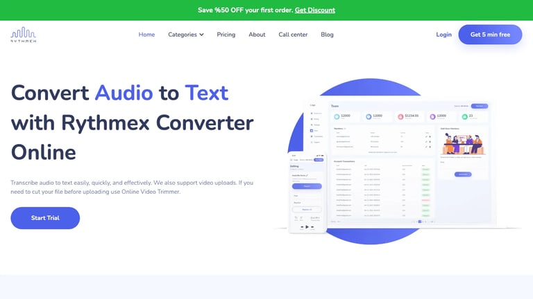 Rythmex website homepage screenshot