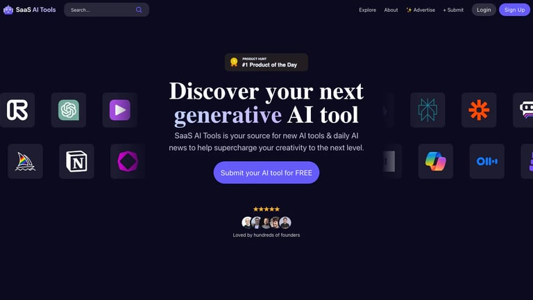 SaaS AI Tools website homepage screenshot