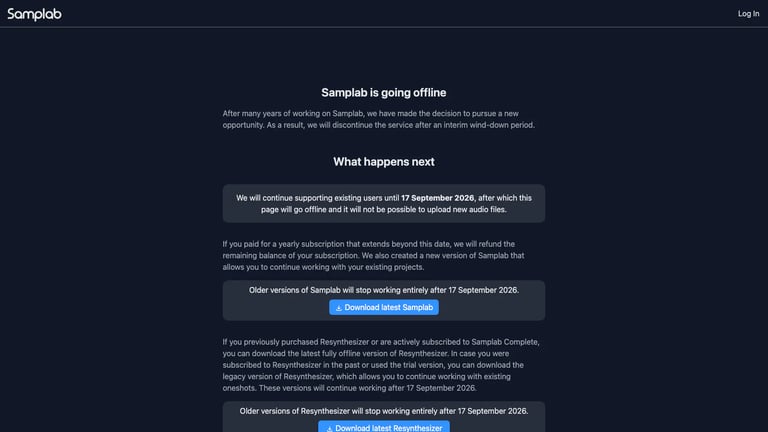 Samplab website homepage screenshot