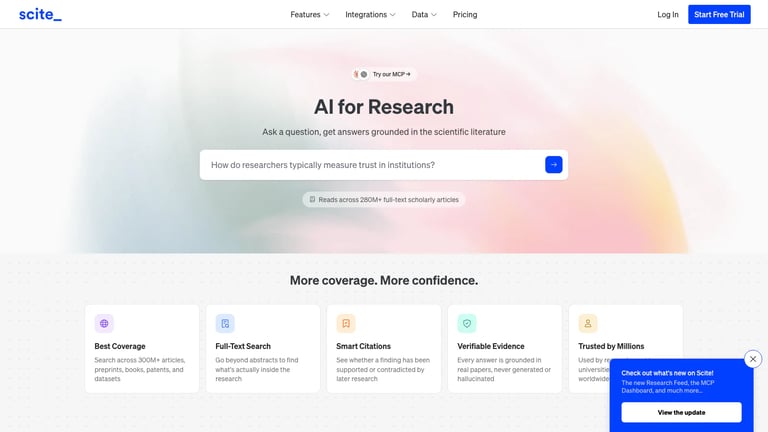 Scite website homepage screenshot