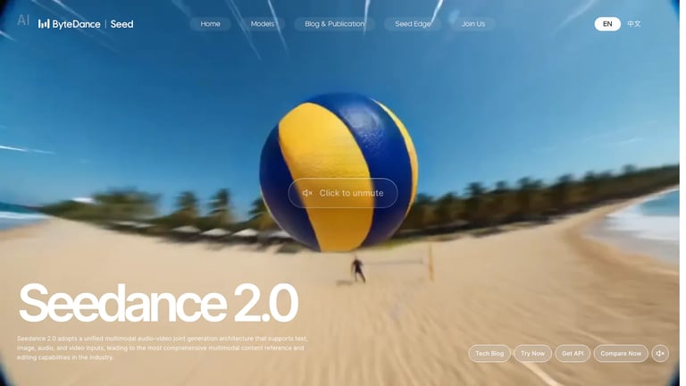 Seedance website homepage screenshot