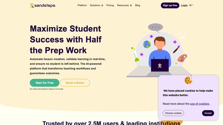 Sendsteps website homepage screenshot