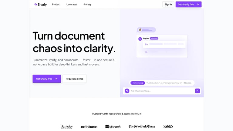 Sharly AI website homepage screenshot