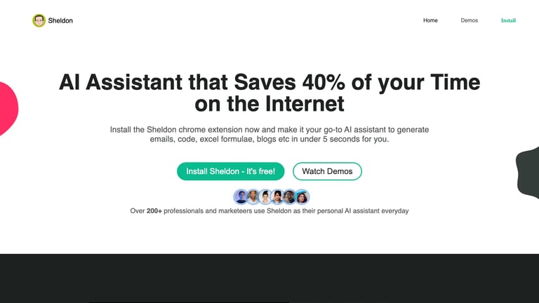 Sheldon website homepage screenshot
