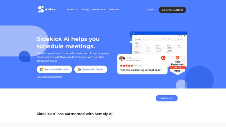Sidekick Ai website homepage screenshot