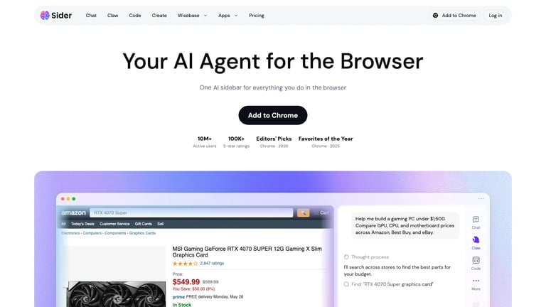 Sider website homepage screenshot