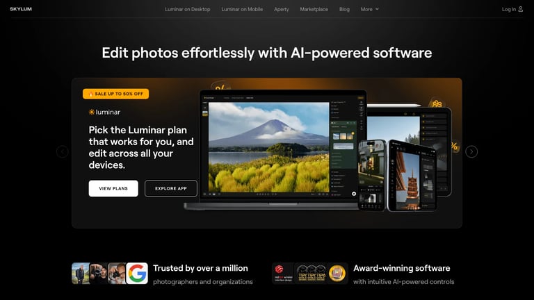 Skylum website homepage screenshot