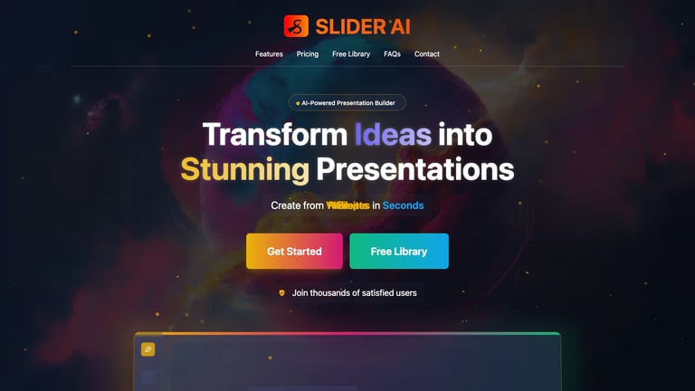 Slider AI website homepage screenshot