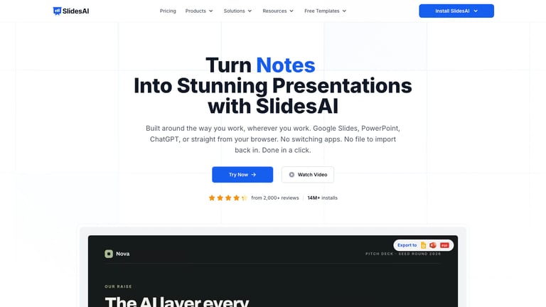 SlidesAI website homepage screenshot