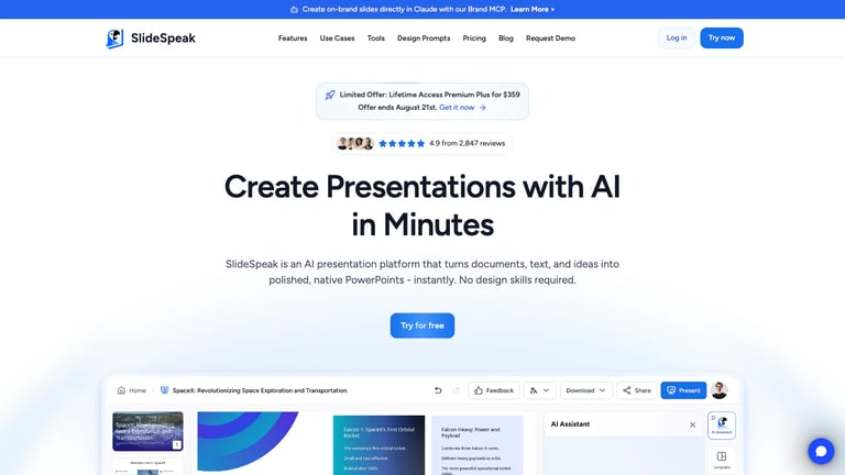 SlideSpeak website homepage screenshot