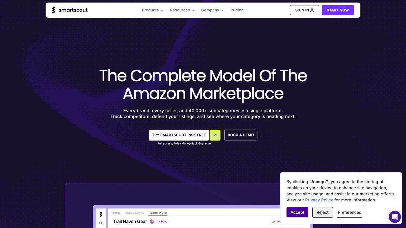 SmartScout website homepage screenshot