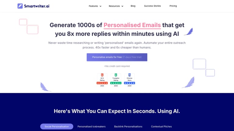 SmartWriter website homepage screenshot