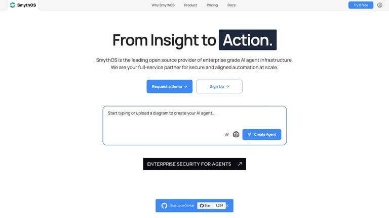 SmythOS website homepage screenshot