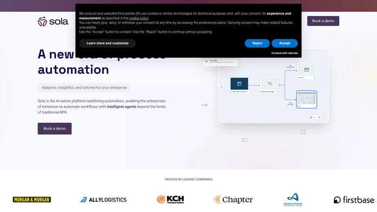 Sola website homepage screenshot