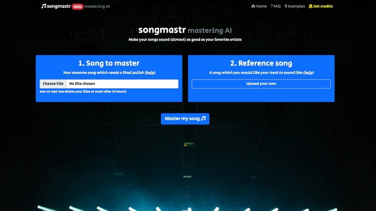songmastr website homepage screenshot