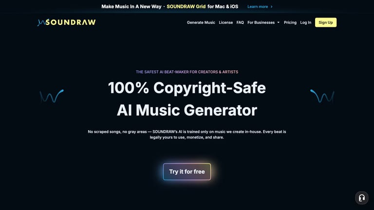 SOUNDRAW website homepage screenshot