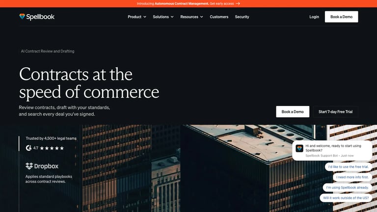Spellbook website homepage screenshot