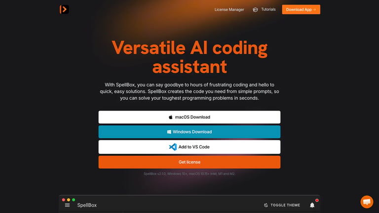 SpellBox website homepage screenshot
