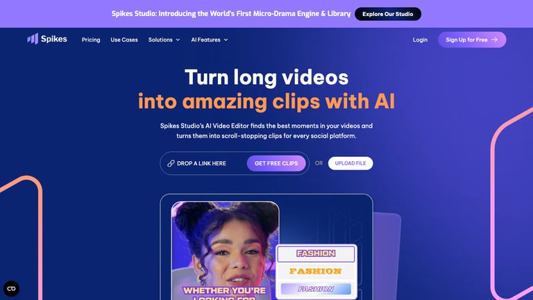 Spikes Studio website homepage screenshot