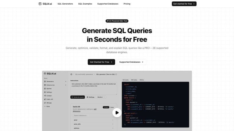 SQLAI.ai website homepage screenshot