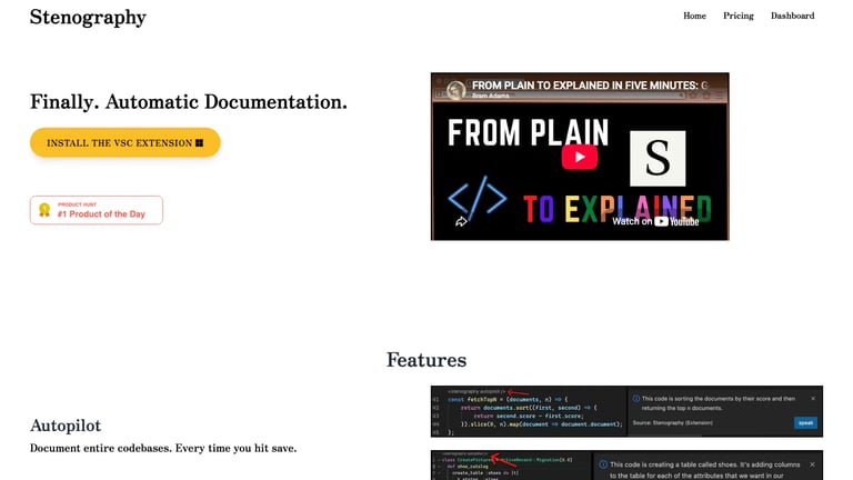 Stenography website homepage screenshot