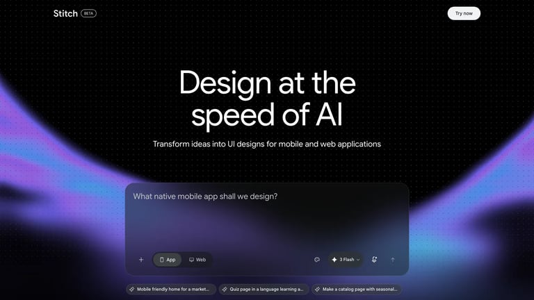 Stitch website homepage screenshot