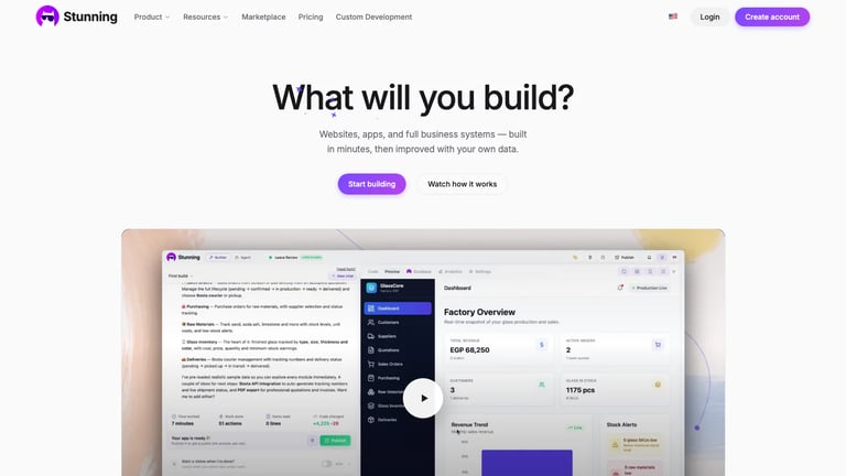 Stunning website homepage screenshot