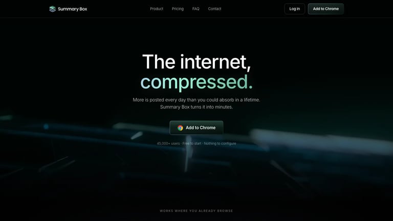 Summary Box website homepage screenshot