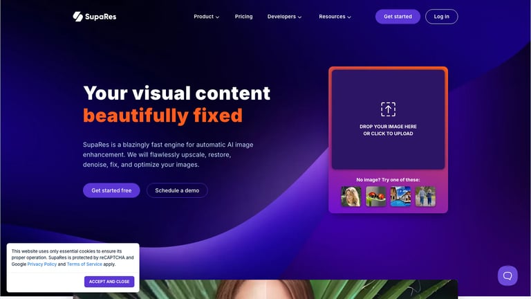 SupaRes website homepage screenshot