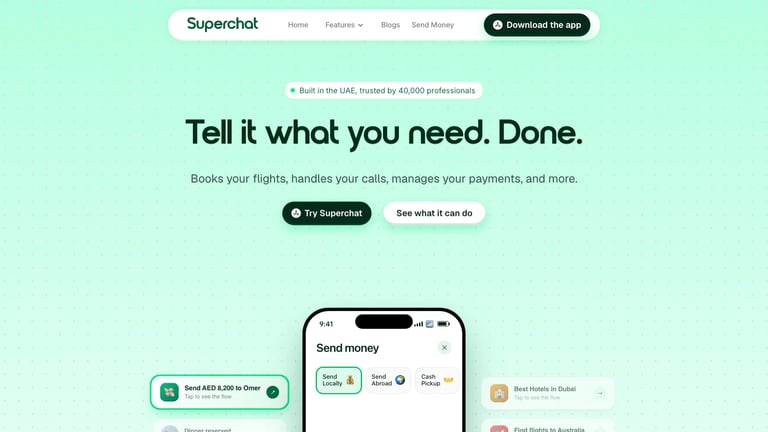 Superchat website homepage screenshot
