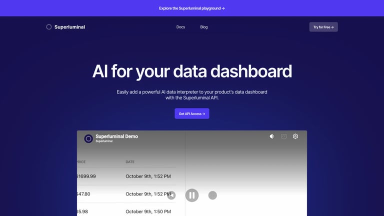 Superluminal website homepage screenshot