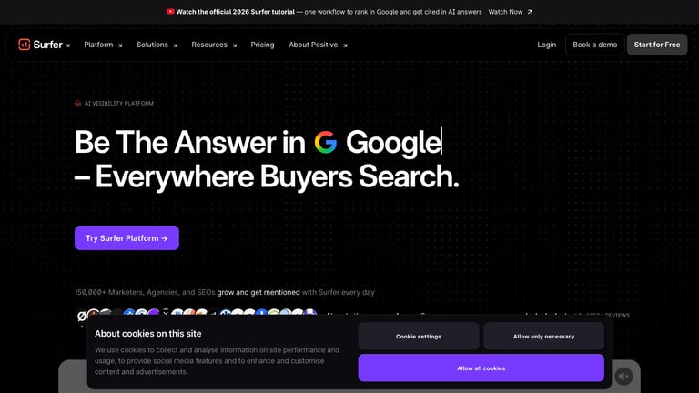 Surfer website homepage screenshot