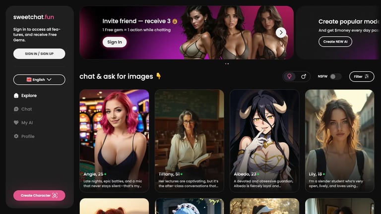 Sweetchat.fun website homepage screenshot