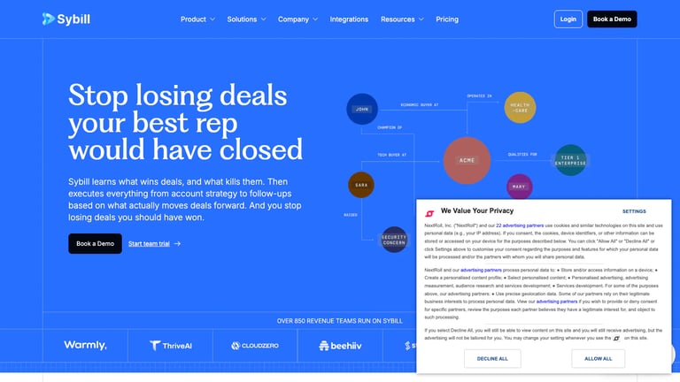 Sybill website homepage screenshot