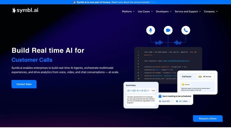 Symbl.ai website homepage screenshot