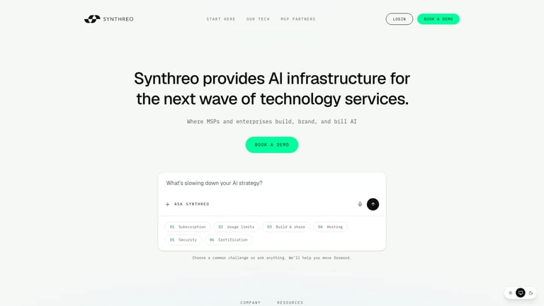 Synthreo website homepage screenshot