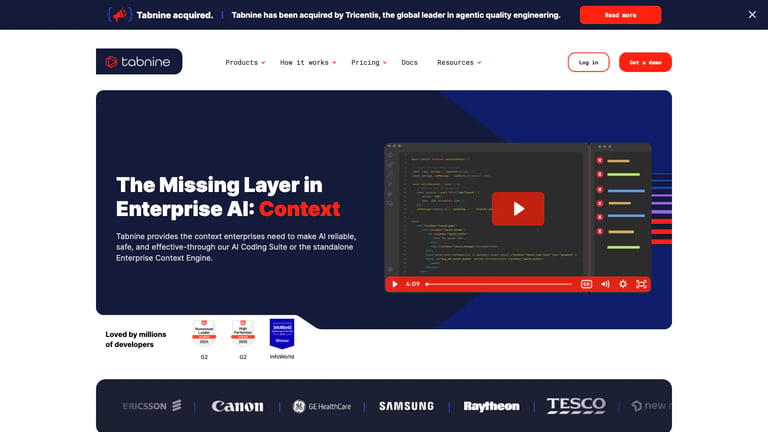 Tabnine website homepage screenshot