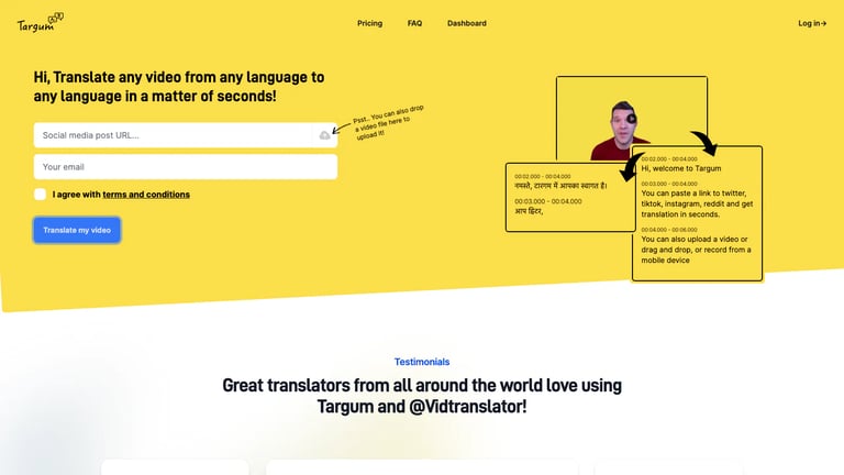 Targum Video website homepage screenshot
