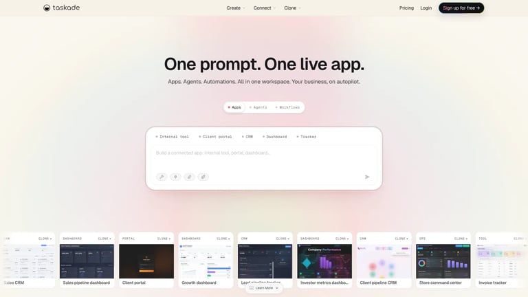 Taskade website homepage screenshot