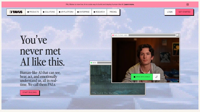Tavus website homepage screenshot