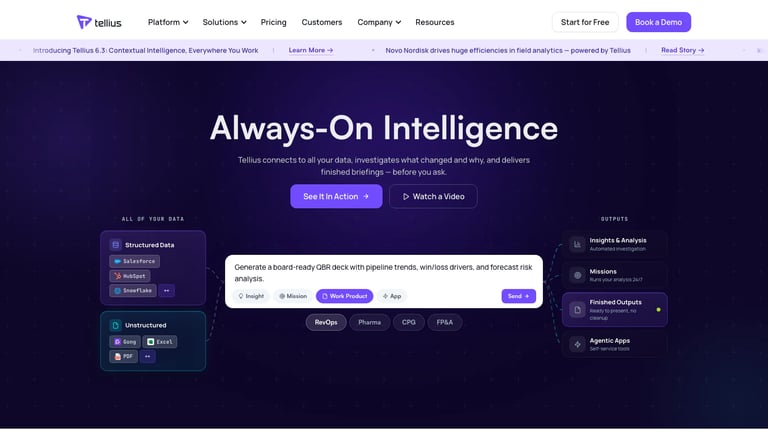 Tellius website homepage screenshot