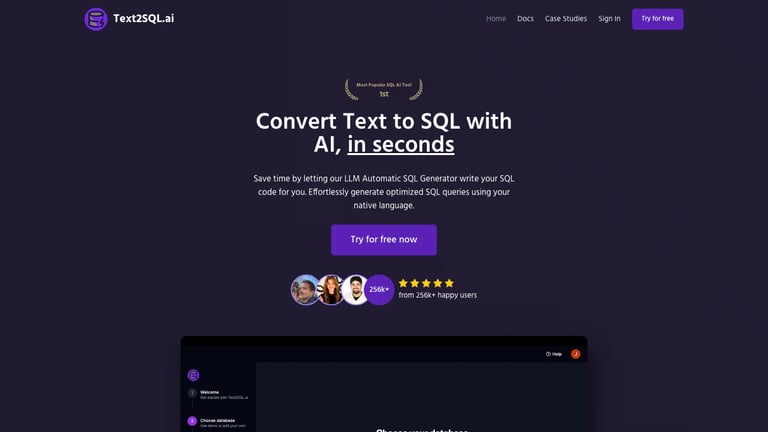 Text2SQL.ai website homepage screenshot