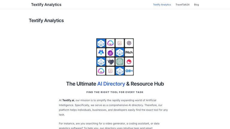 Textify Analytics website homepage screenshot