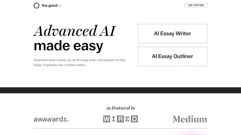 The Good AI website homepage screenshot