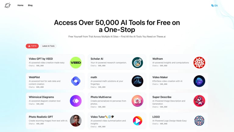 Theee.ai website homepage screenshot