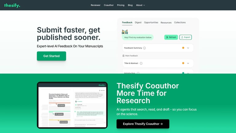 Thesify website homepage screenshot