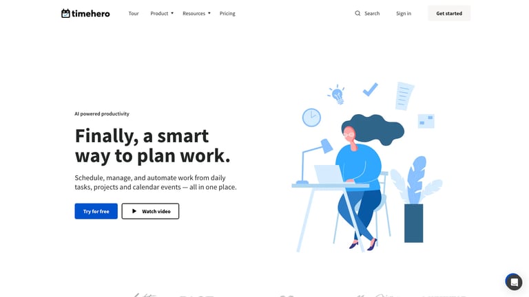 TimeHero website homepage screenshot