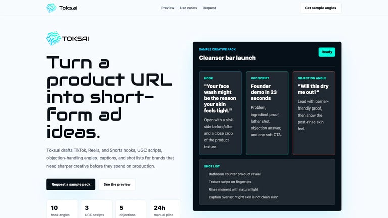 Toks.ai website homepage screenshot