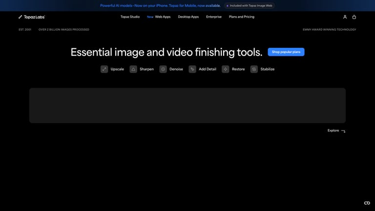 Topaz Labs website homepage screenshot